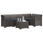 Preview: 5-Sitzer Gartensofa mit Kissen Rattan-Look PP Hellgrau