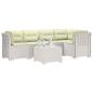 Preview: 5-Sitzer Gartensofa mit Kissen Rattan-Look PP Weiß