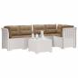 Preview: 5-Sitzer Gartensofa mit Kissen Rattan-Look PP Weiß