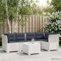 Preview: ARDEBO.de - 5-Sitzer Gartensofa mit Kissen Rattan-Look PP Weiß