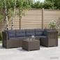 Preview: ARDEBO.de - 5-Sitzer Gartensofa mit Kissen Rattan-Look PP Hellgrau
