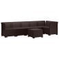 Preview: 6-Sitzer Garten Sofa Rattan Look PP Braun
