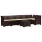 Preview: 6-Sitzer Garten Sofa mit Kissen Rattan Look PP Braun