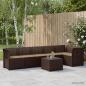 Preview: ARDEBO.de - 6-Sitzer Garten Sofa mit Kissen Rattan Look PP Braun