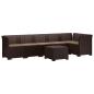 Preview: 6-Sitzer Garten Sofa mit Kissen Rattan Look PP Braun