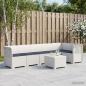Preview: ARDEBO.de - 6-Sitzer Garten Sofa mit Kissen Rattan Look PP Weiß