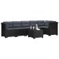 Preview: 6-Sitzer Garten Sofa mit Kissen Rattan Look PP Anthrazit