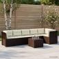 Preview: ARDEBO.de - 6-Sitzer Garten Sofa mit Kissen Rattan Look PP Braun