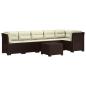 Preview: 6-Sitzer Garten Sofa mit Kissen Rattan Look PP Braun