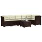 Preview: 6-Sitzer Garten Sofa mit Kissen Rattan Look PP Braun