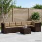 Preview: ARDEBO.de - 6-Sitzer Garten Sofa mit Kissen Rattan Look PP Braun