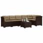 Preview: 6-Sitzer Garten Sofa mit Kissen Rattan Look PP Braun