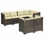 Preview: 7-Sitzer Gartensofa mit Kissen Rattan-Look PP Hellgrau