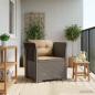 Preview: ARDEBO.de - 1-Sitzer Sessel mit Kissen Rattan-Look PP Hellgrau