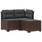 Preview: 3-Sitzer Garten Sofa mit Kissen Rattan-Look 3-Sitzer PP Braun