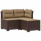Preview: 3-Sitzer Garten Sofa mit Kissen Rattan-Look PP Braun