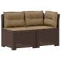 Preview: 2-Sitzer Garten-Sofa mit Kissen Rattan-Look PP Braun