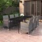 Preview: ARDEBO.de - 7-tlg. Garten-Essgruppe mit Kissen Poly Rattan und Glas