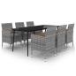 Preview: 7-tlg. Garten-Essgruppe mit Kissen Poly Rattan und Glas