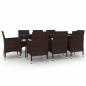Preview: 9-tlg. Garten-Essgruppe mit Kissen Poly Rattan und Glas