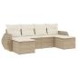 Preview: 6-tlg. Garten-Sofagarnitur mit Kissen Beige Poly Rattan
