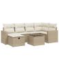 Preview: 7-tlg. Garten-Sofagarnitur mit Kissen Beige Poly Rattan