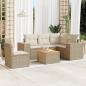 Preview: ARDEBO.de - 6-tlg. Garten-Sofagarnitur mit Kissen Beige Poly Rattan
