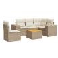Preview: 6-tlg. Garten-Sofagarnitur mit Kissen Beige Poly Rattan
