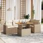 Preview: ARDEBO.de - 6-tlg. Garten-Sofagarnitur mit Kissen Beige Poly Rattan