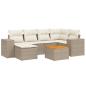 Preview: 7-tlg. Garten-Sofagarnitur mit Kissen Beige Poly Rattan