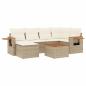 Preview: 7-tlg. Garten-Sofagarnitur mit Kissen Beige Poly Rattan