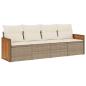Preview: 4-tlg. Garten-Sofagarnitur mit Kissen Beige Poly Rattan