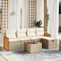 Preview: ARDEBO.de - 6-tlg. Garten-Sofagarnitur mit Kissen Beige Poly Rattan