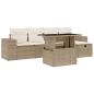 Preview: 6-tlg. Garten-Sofagarnitur mit Kissen Beige Poly Rattan