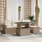 Preview: ARDEBO.de - 6-tlg. Garten-Sofagarnitur mit Kissen Beige Poly Rattan
