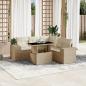 Preview: ARDEBO.de - 6-tlg. Garten-Sofagarnitur mit Kissen Beige Poly Rattan