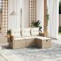 Preview: ARDEBO.de - 4-tlg. Garten-Sofagarnitur mit Kissen Beige Poly Rattan