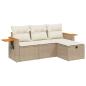 Preview: 4-tlg. Garten-Sofagarnitur mit Kissen Beige Poly Rattan