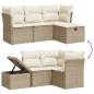 Preview: 4-tlg. Garten-Sofagarnitur mit Kissen Beige Poly Rattan