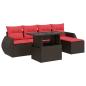 Preview: 6-tlg. Garten-Sofagarnitur mit Kissen Braun Poly Rattan Akazie