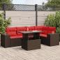 Preview: ARDEBO.de - 6-tlg. Garten-Sofagarnitur mit Kissen Braun Poly Rattan Akazie