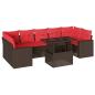 Preview: 8-teiliges Gartensofa-Set mit Kissen, braun, Polyrattan