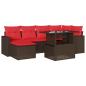 Preview: 7-teiliges Gartensofa-Set mit Kissen, braun, Polyrattan