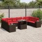Preview: ARDEBO.de - 11-teiliges Gartensofa-Set mit Kissen, braun, Polyrattan