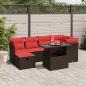 Preview: ARDEBO.de - 7-teiliges Gartensofa-Set mit Kissen, braun, Polyrattan