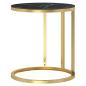 Preview: Beistelltisch Golden und Schwarze Marmor-Optik 45 cm Hartglas