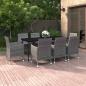Preview: ARDEBO.de - 9-tlg. Garten-Essgruppe mit Kissen Poly Rattan und Glas