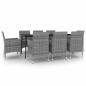 Preview: 9-tlg. Garten-Essgruppe mit Kissen Poly Rattan und Glas