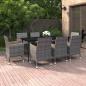 Preview: ARDEBO.de - 9-tlg. Garten-Essgruppe mit Kissen Poly Rattan und Glas