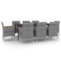Preview: 9-tlg. Garten-Essgruppe mit Kissen Poly Rattan und Glas